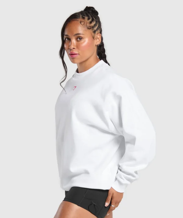 Best Gymshark Barbell Hearts Oversized Sweatshirt White