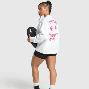 Best Gymshark Barbell Hearts Oversized Sweatshirt White