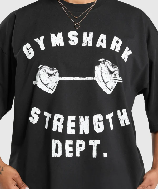 Outlet Gymshark Barbell Hearts Oversized T-Shirt Black