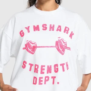 Outlet Gymshark Barbell Hearts Oversized T-Shirt White