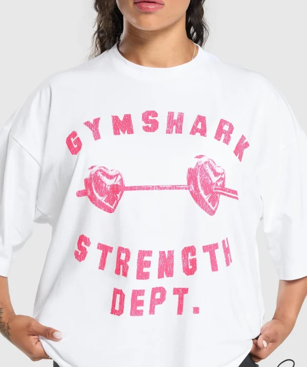 Outlet Gymshark Barbell Hearts Oversized T-Shirt White