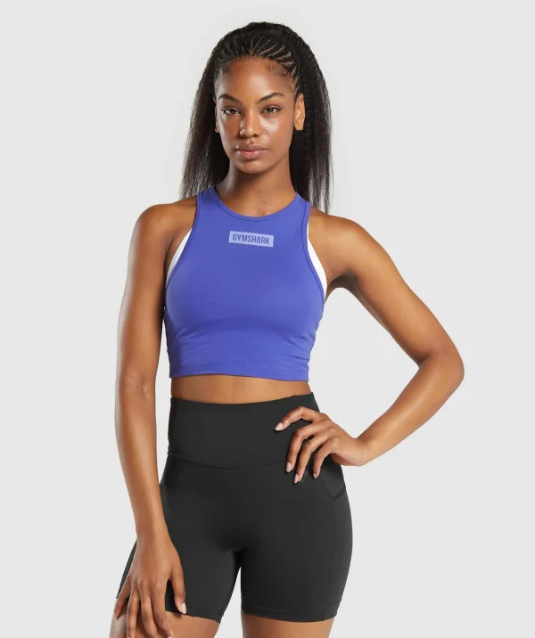 Discount Gymshark Block Crop Tank ForceBlue