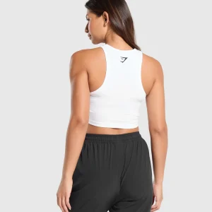 Best Gymshark Block Crop Tank White