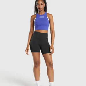 Discount Gymshark Block Crop Tank ForceBlue