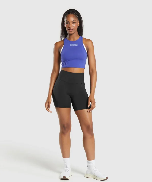 Discount Gymshark Block Crop Tank ForceBlue