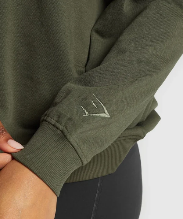 Online Gymshark Block Oversized Hoodie WinterOlive