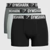 Outlet Gymshark Boxer Brief 3PK Black/PitchGrey/LightGrey