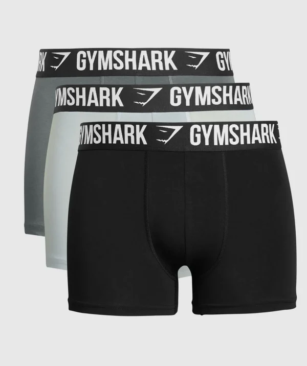 Outlet Gymshark Boxer Brief 3PK Black/PitchGrey/LightGrey