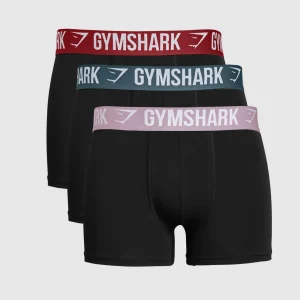 Fashion Gymshark Boxer Brief 3PK Black/WarmLilac/Black/CargoBlue/Black/RepsRed