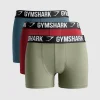 Online Gymshark Boxer Brief 3PK UtilityGreen/CargoBlue/RepsRed