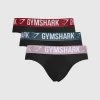 Discount Gymshark Brief 3PK Black/WarmLilac/Black/CargoBlue/Black/RepsRed