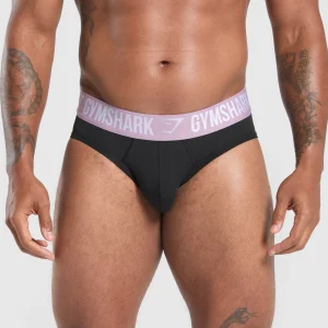 Discount Gymshark Brief 3PK Black/WarmLilac/Black/CargoBlue/Black/RepsRed