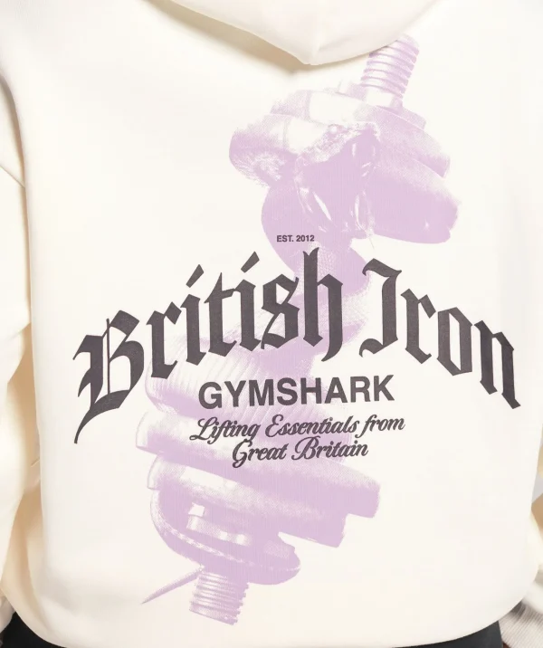 Clearance Gymshark British Iron Heavyweight Hoodie SoftWhite