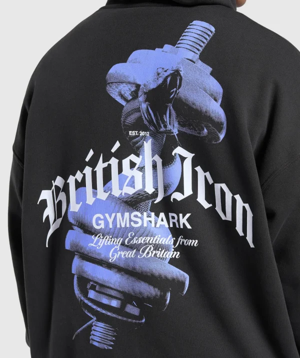 Outlet Gymshark British Iron Hoodie Black