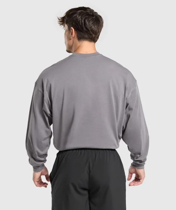 Fashion Gymshark British Iron Long Sleeve T-Shirt BrushedGrey