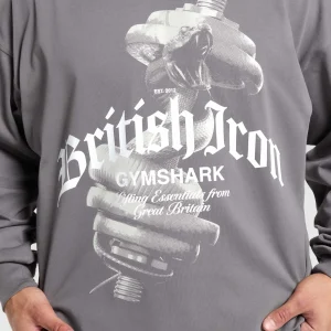 Fashion Gymshark British Iron Long Sleeve T-Shirt BrushedGrey