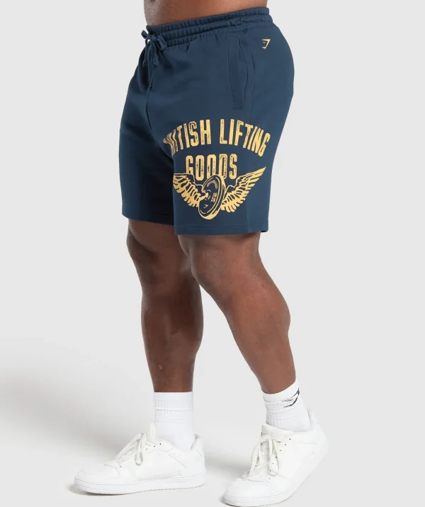 Fashion Gymshark British Lifting Goods Graphic Shorts Navy