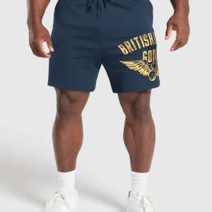 Fashion Gymshark British Lifting Goods Graphic Shorts Navy