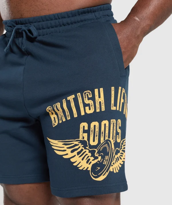 Fashion Gymshark British Lifting Goods Graphic Shorts Navy