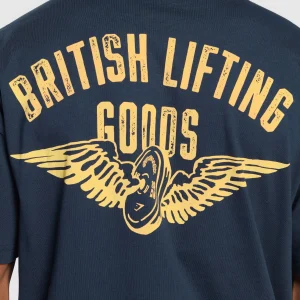 New Gymshark British Lifting Goods Graphic T-Shirt Navy