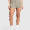 Outlet Gymshark Buckle Waisted Shorts LinenBrown