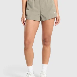 Outlet Gymshark Buckle Waisted Shorts LinenBrown