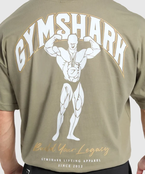 Discount Gymshark Build Your Legacy Graphic T-Shirt UtilityGreen