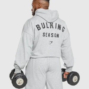 Fashion Gymshark Bulking Season Hoodie LightGreyCoreMarl