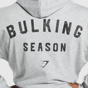 Fashion Gymshark Bulking Season Hoodie LightGreyCoreMarl