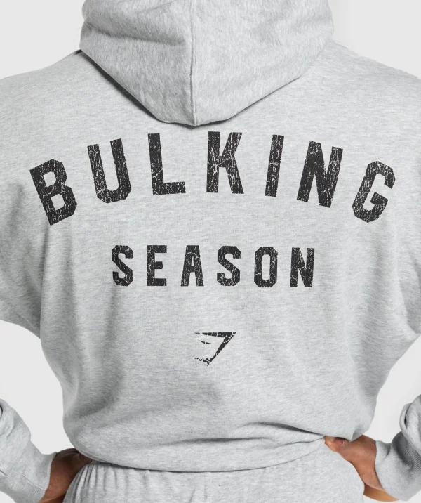 Fashion Gymshark Bulking Season Hoodie LightGreyCoreMarl