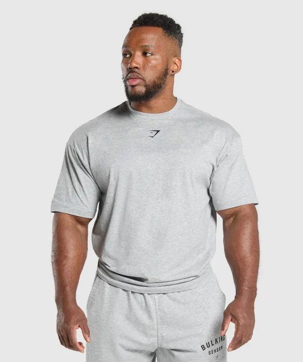 Clearance Gymshark Bulking Season T-Shirt LightGreyCoreMarl