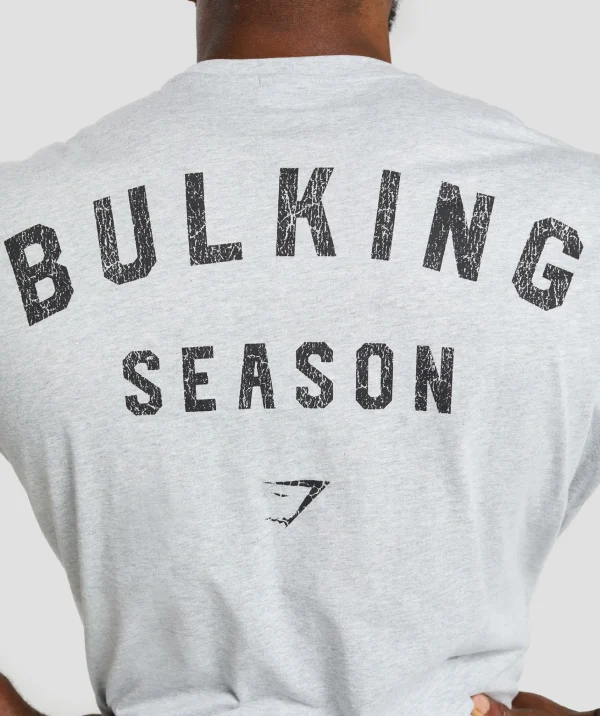 Clearance Gymshark Bulking Season T-Shirt LightGreyCoreMarl