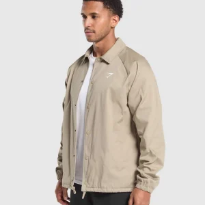 Fashion Gymshark Canvas Coach Jacket SandBrown