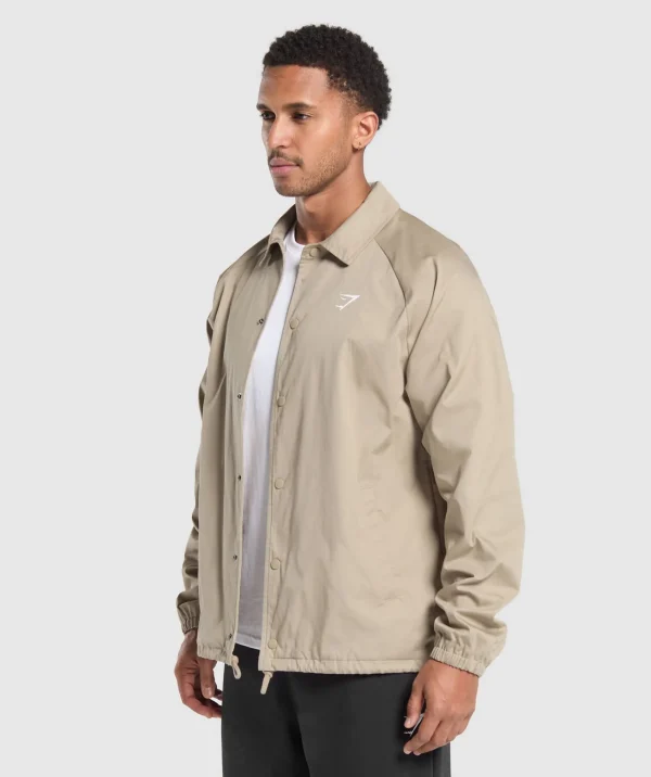 Fashion Gymshark Canvas Coach Jacket SandBrown