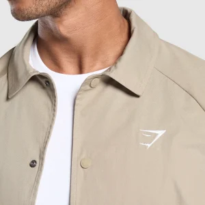 Fashion Gymshark Canvas Coach Jacket SandBrown