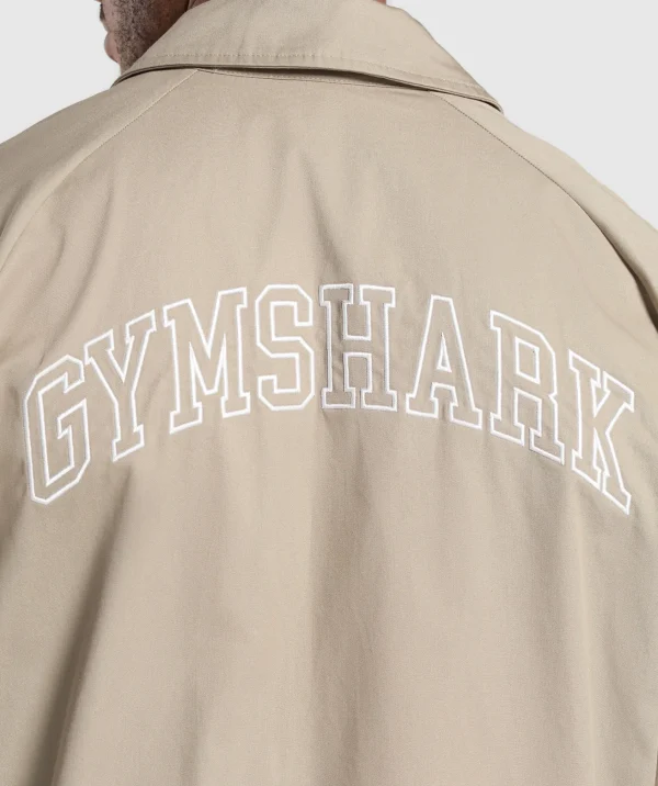 Fashion Gymshark Canvas Coach Jacket SandBrown