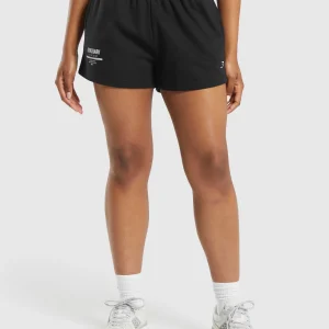 Sale Gymshark Care Label Graphic Brushed Shorts Black