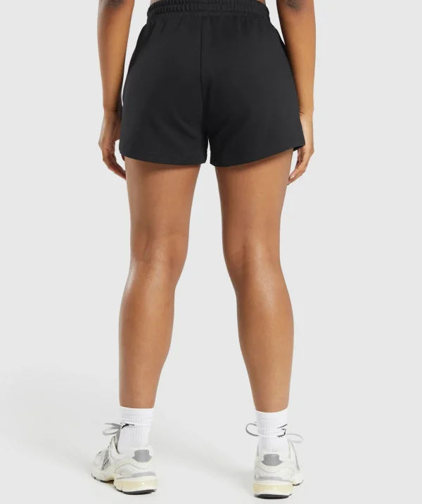 Sale Gymshark Care Label Graphic Brushed Shorts Black