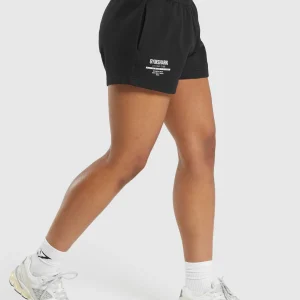 Sale Gymshark Care Label Graphic Brushed Shorts Black