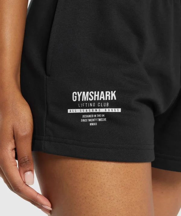 Sale Gymshark Care Label Graphic Brushed Shorts Black