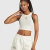 New Gymshark Care Label Graphic Cropped Tank SoftWhite