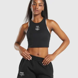 Best Gymshark Care Label Graphic Cropped Tank Black