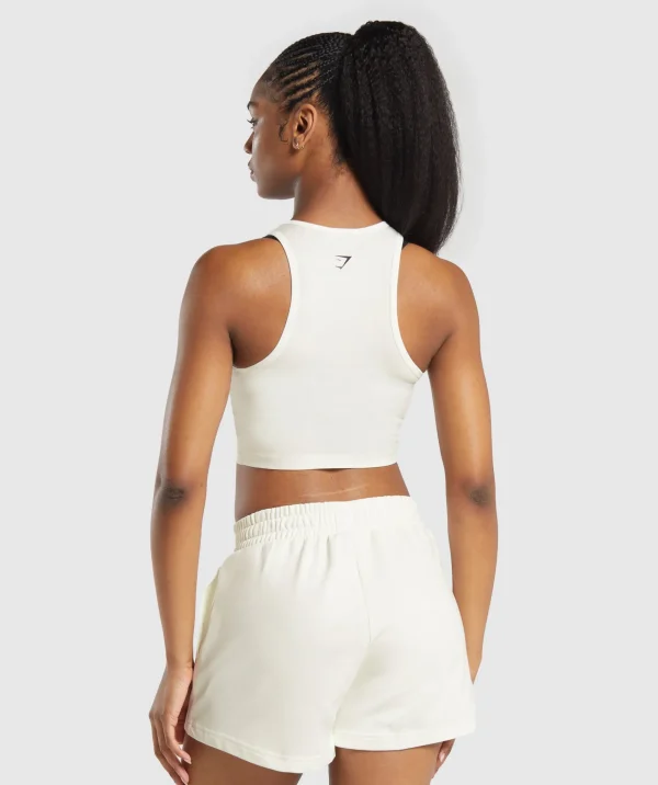 New Gymshark Care Label Graphic Cropped Tank SoftWhite