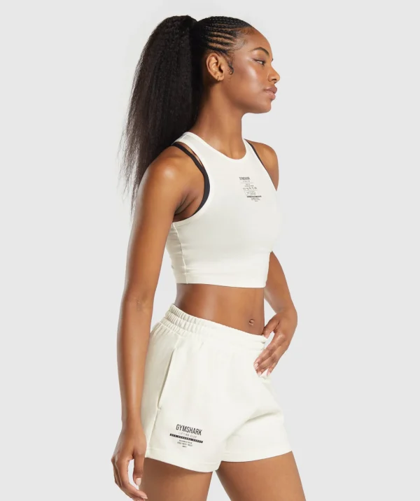 New Gymshark Care Label Graphic Cropped Tank SoftWhite