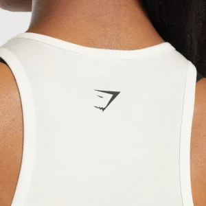 New Gymshark Care Label Graphic Cropped Tank SoftWhite