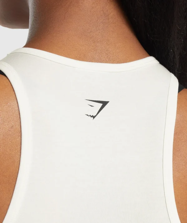 New Gymshark Care Label Graphic Cropped Tank SoftWhite