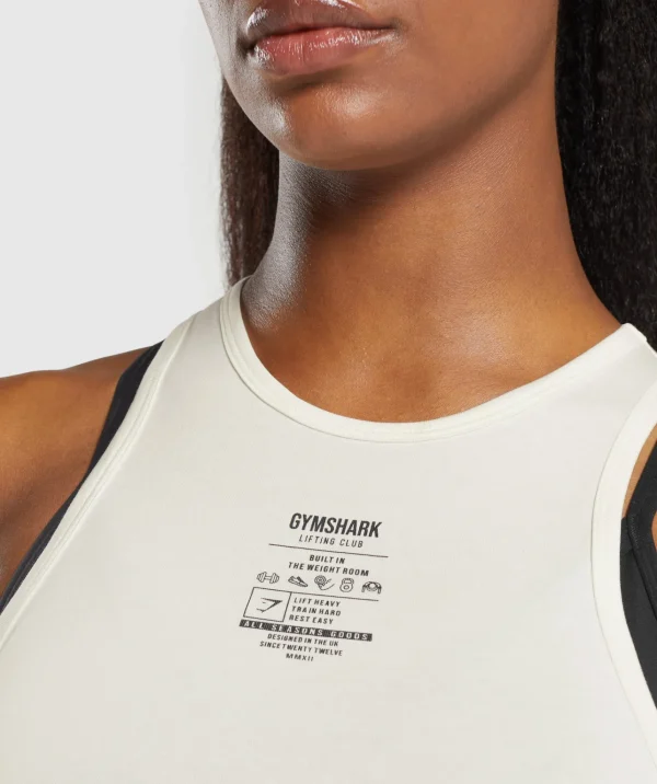 New Gymshark Care Label Graphic Cropped Tank SoftWhite