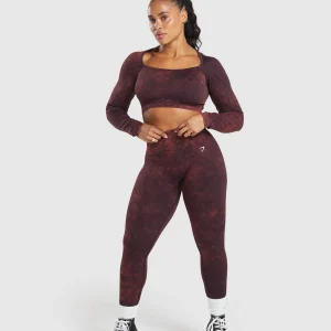 Online Gymshark Check Seamless Washed Long Sleeve Top PlumBrown