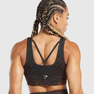 Sale Gymshark Check Seamless Washed Sports Bra Black