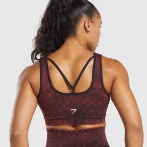 Clearance Gymshark Check Seamless Washed Sports Bra PlumBrown